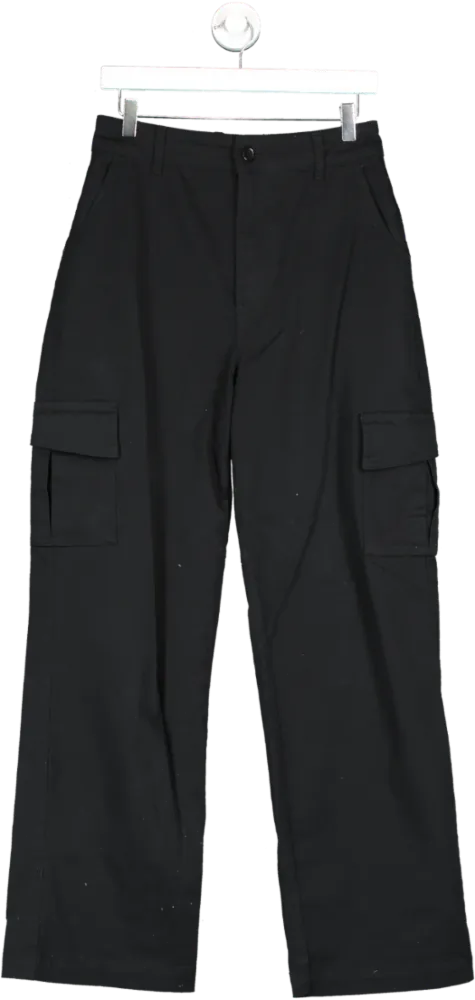 A-DSGN Black Cargo Trousers UK S