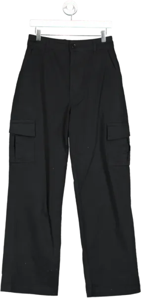 A-DSGN Black Cargo Trousers UK S