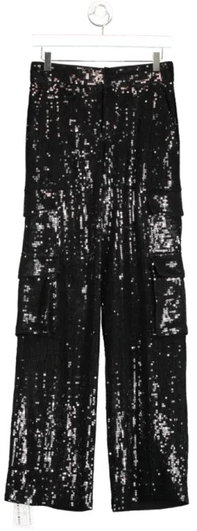 Alice   Olivia Black Hayes Sequin Cargo Trousers UK S