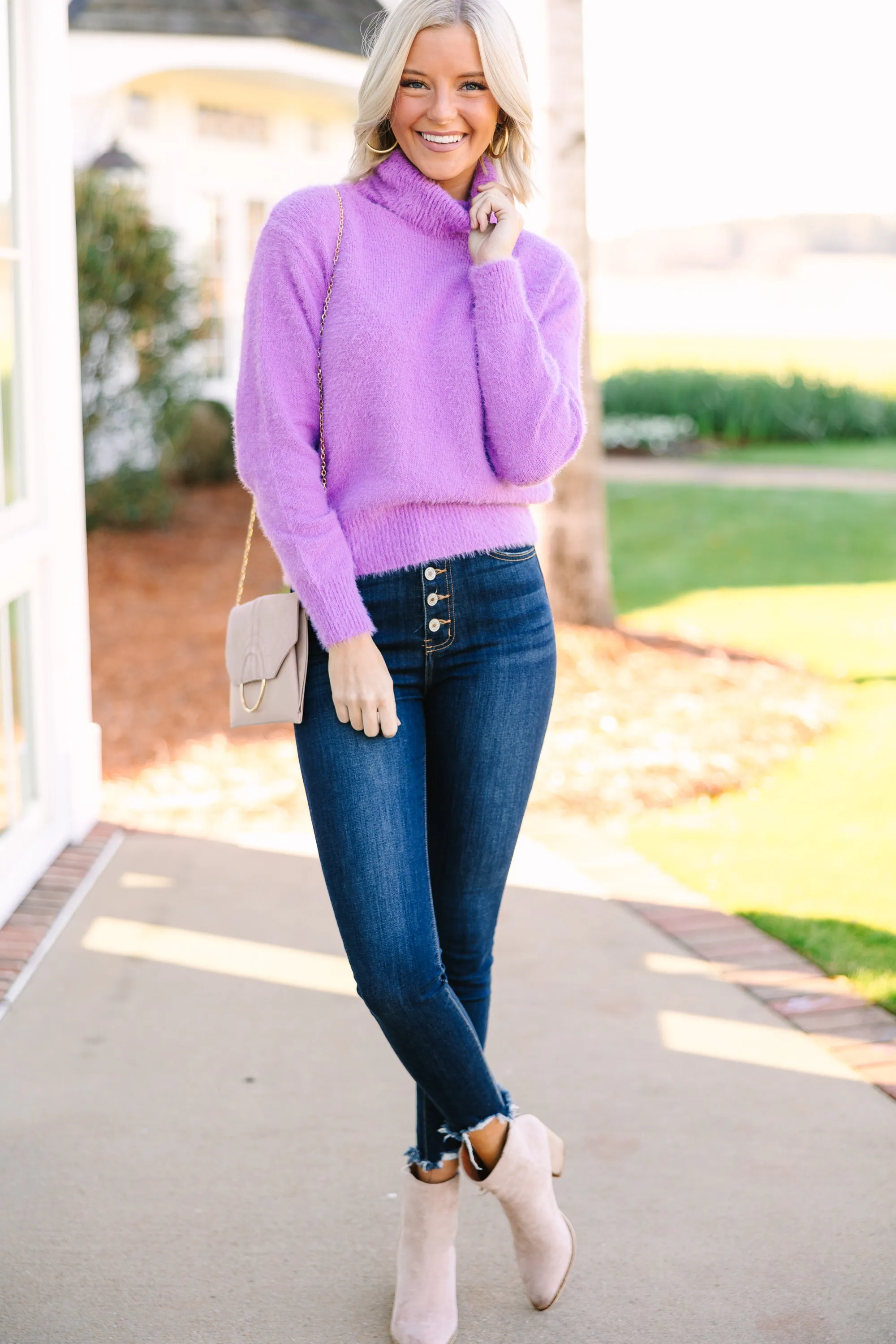 All A Dream Orchid Purple Turtleneck Sweater