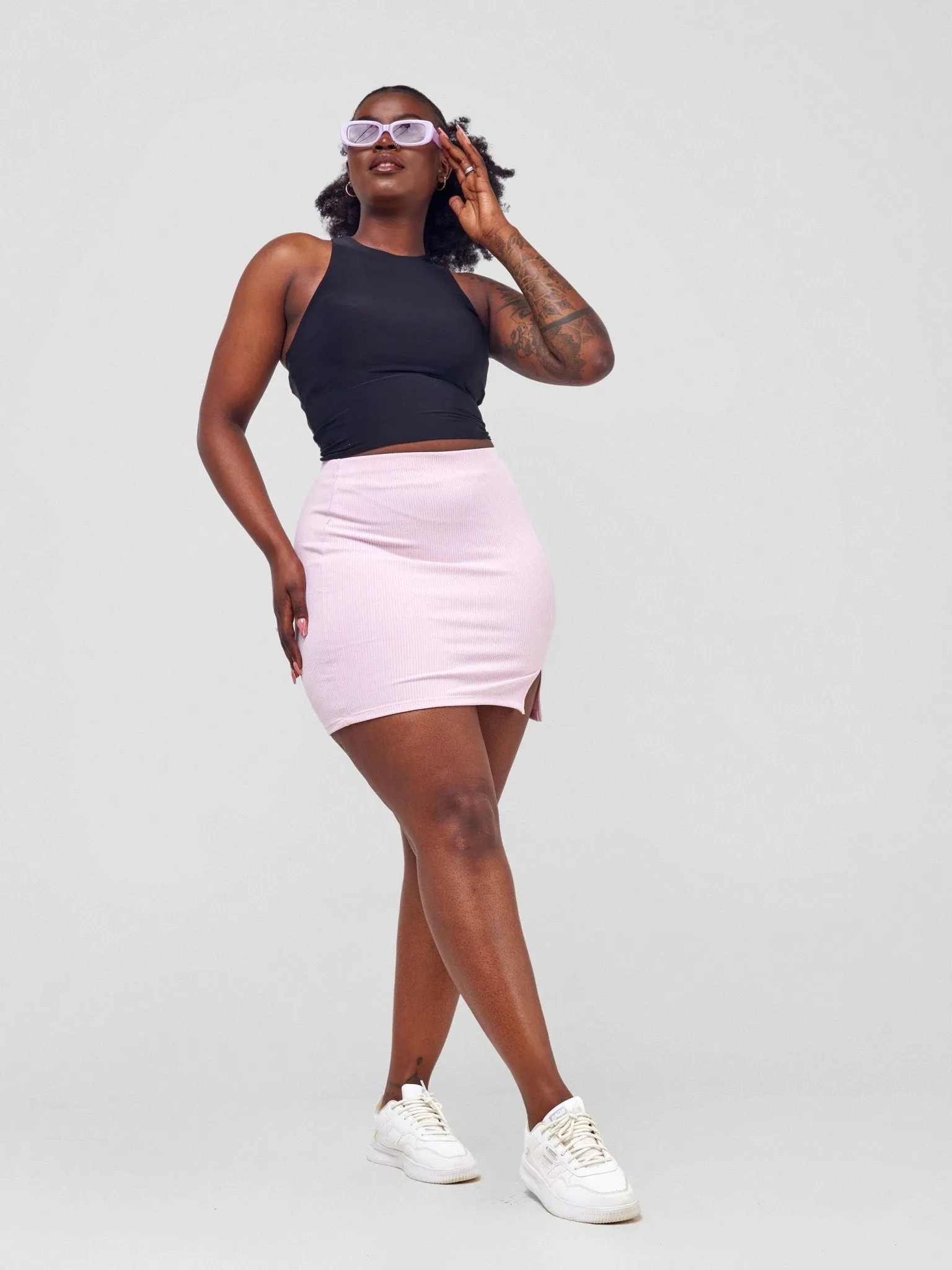 Anika Ribbed Pencil Skirt - Winsome Orchid