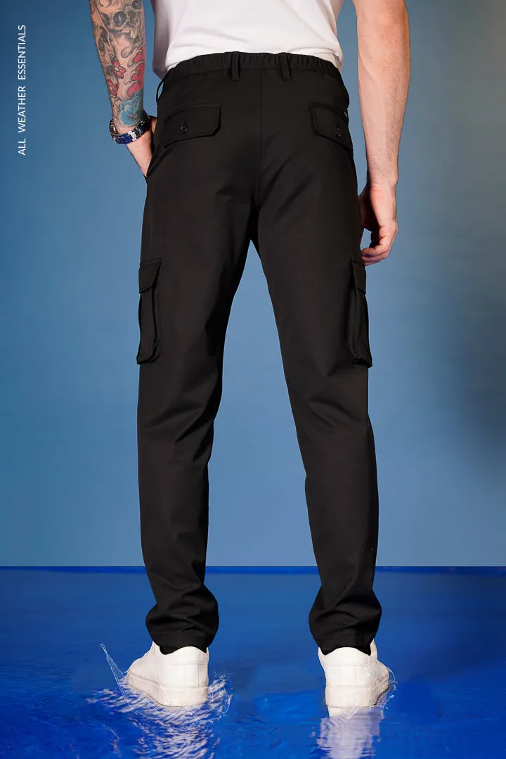 Black All Weather Cargo Stretch Pants