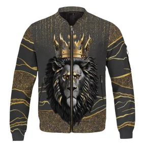 Black and Gold Lion Bomber Jacket