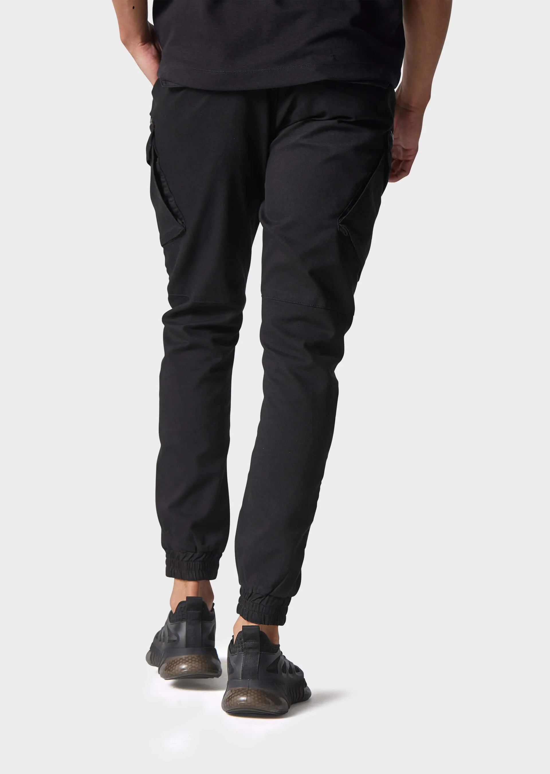 Bonetti Black Slim Fit Cuffed Cargos