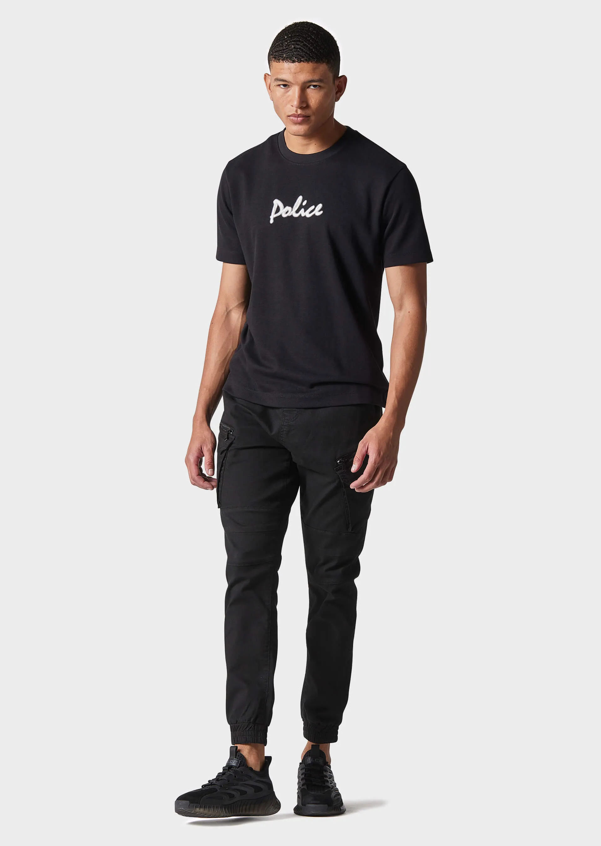 Bonetti Black Slim Fit Cuffed Cargos