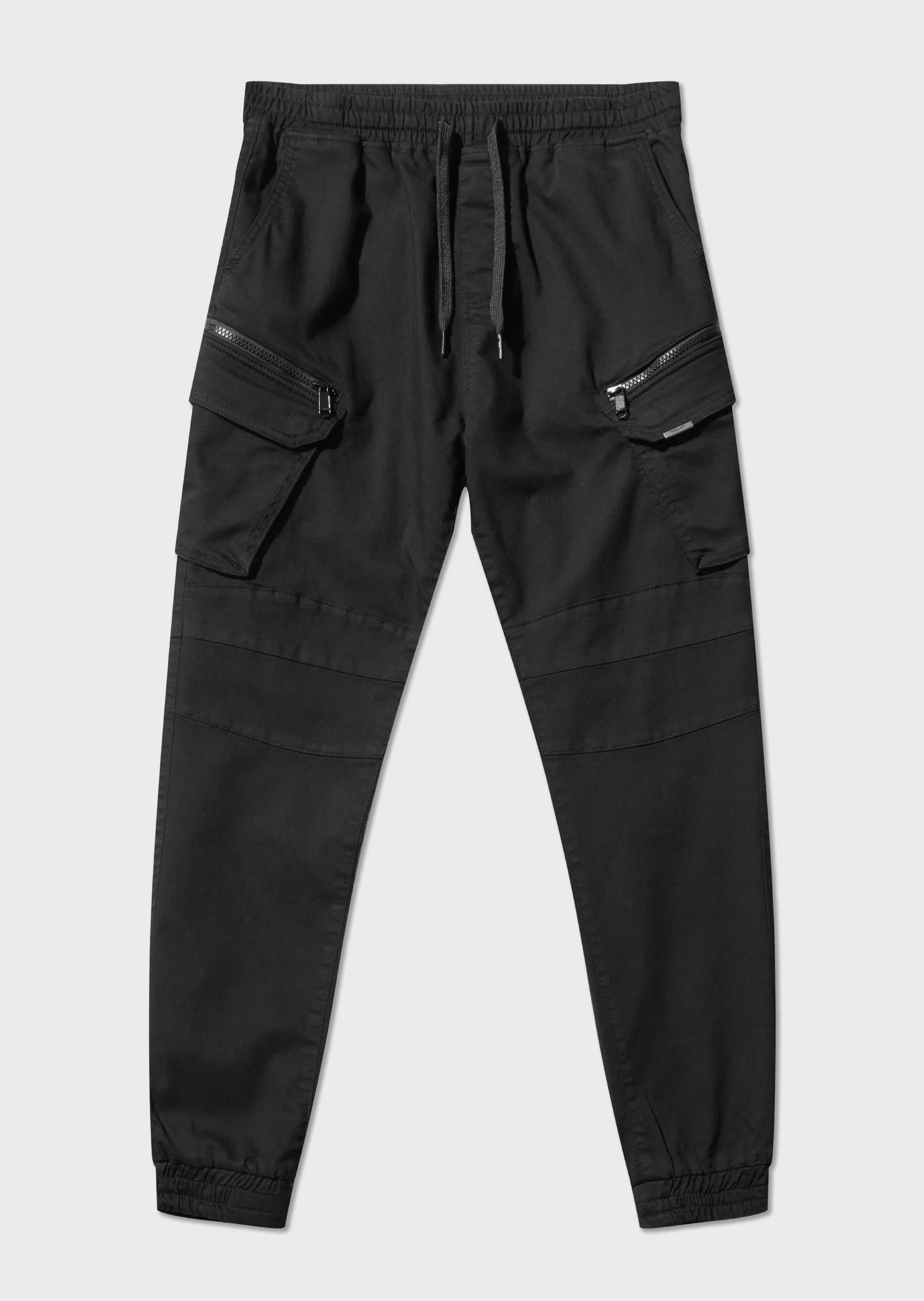 Bonetti Black Slim Fit Cuffed Cargos