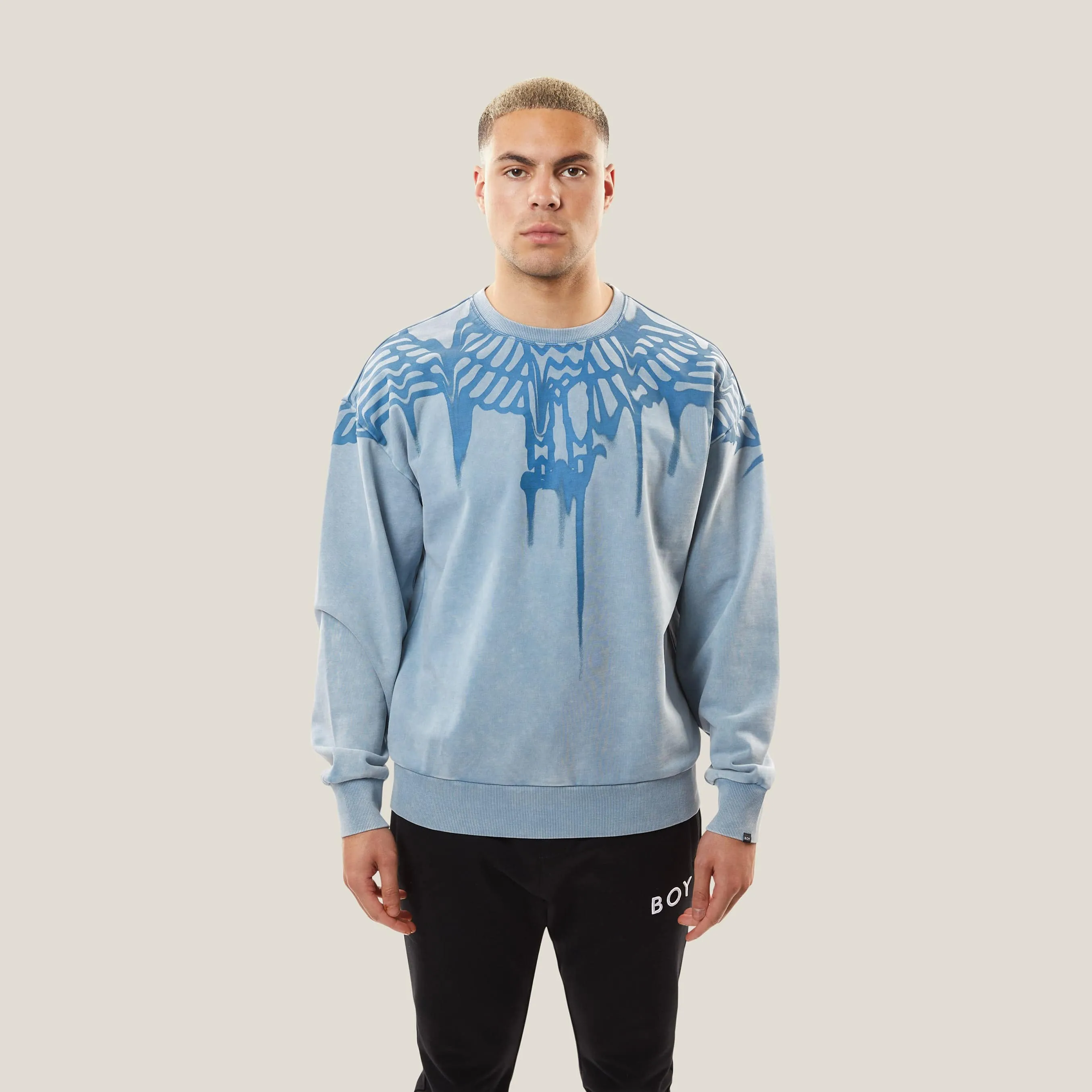 BOY EAGLE SMUDGE SWEATSHIRT - WASHED BLUE