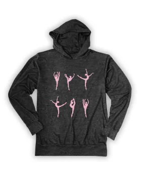 Charcoal Ballerina Silhouettes Lightweight Hoodie