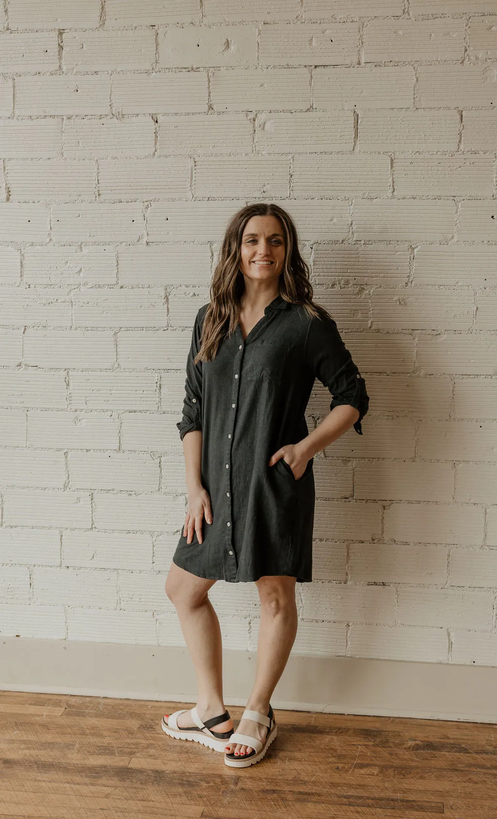 CHARMED BUTTON DOWN DRESS