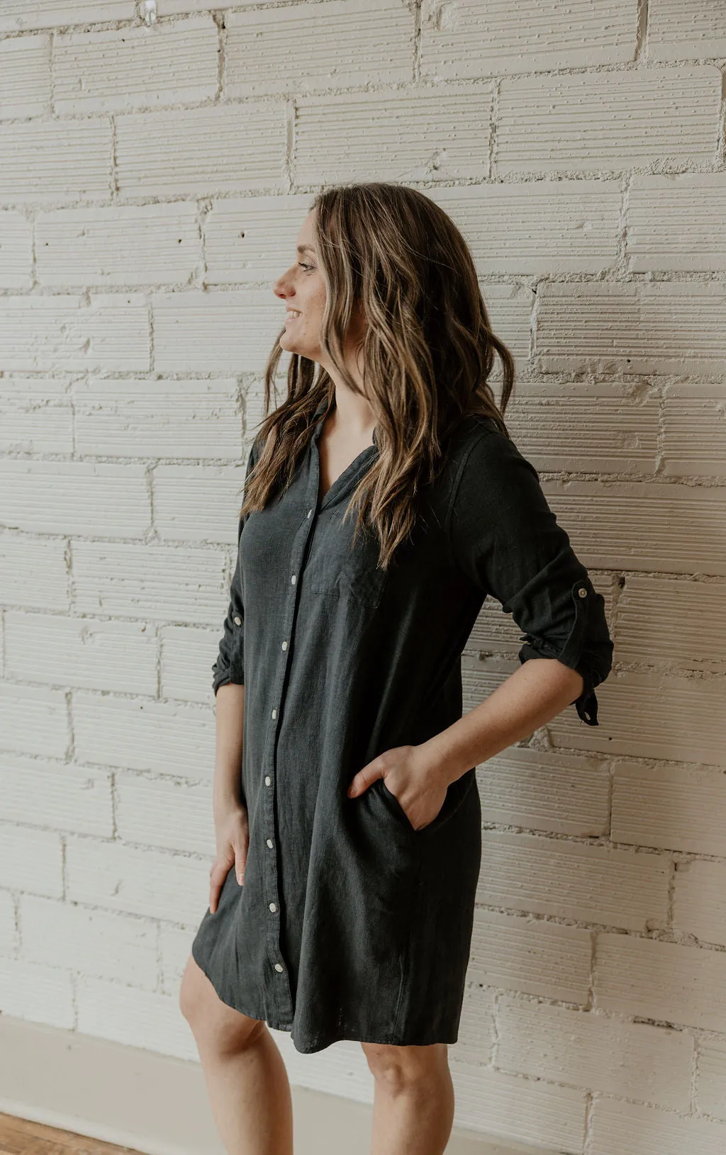 CHARMED BUTTON DOWN DRESS