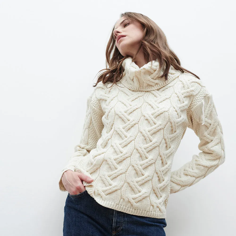 Chunky Cable Knit With Oversized Cowl Neck