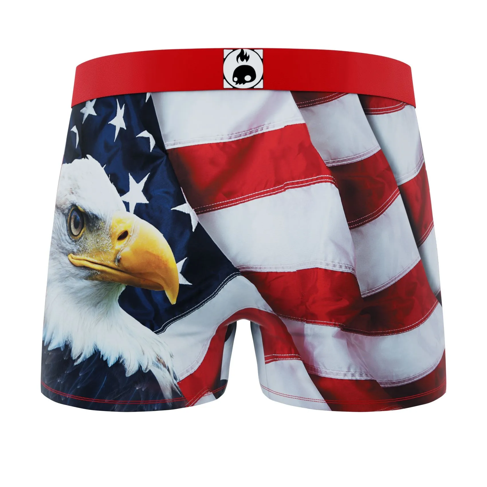 CRAZYBOXER Men's Boxer Briefs Wild American Flag and Eagle (2 pack)