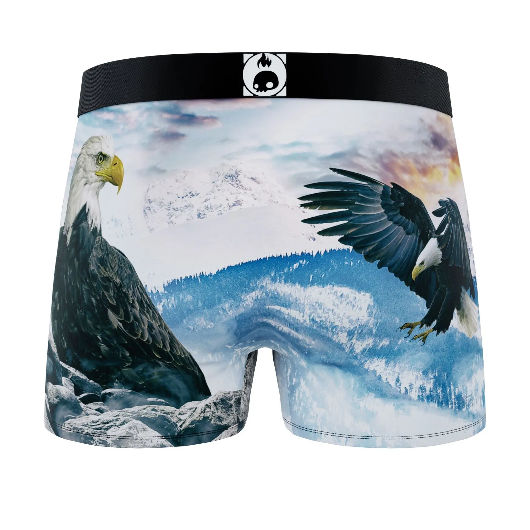 CRAZYBOXER Men's Boxer Briefs Wild American Flag and Eagle (2 pack)