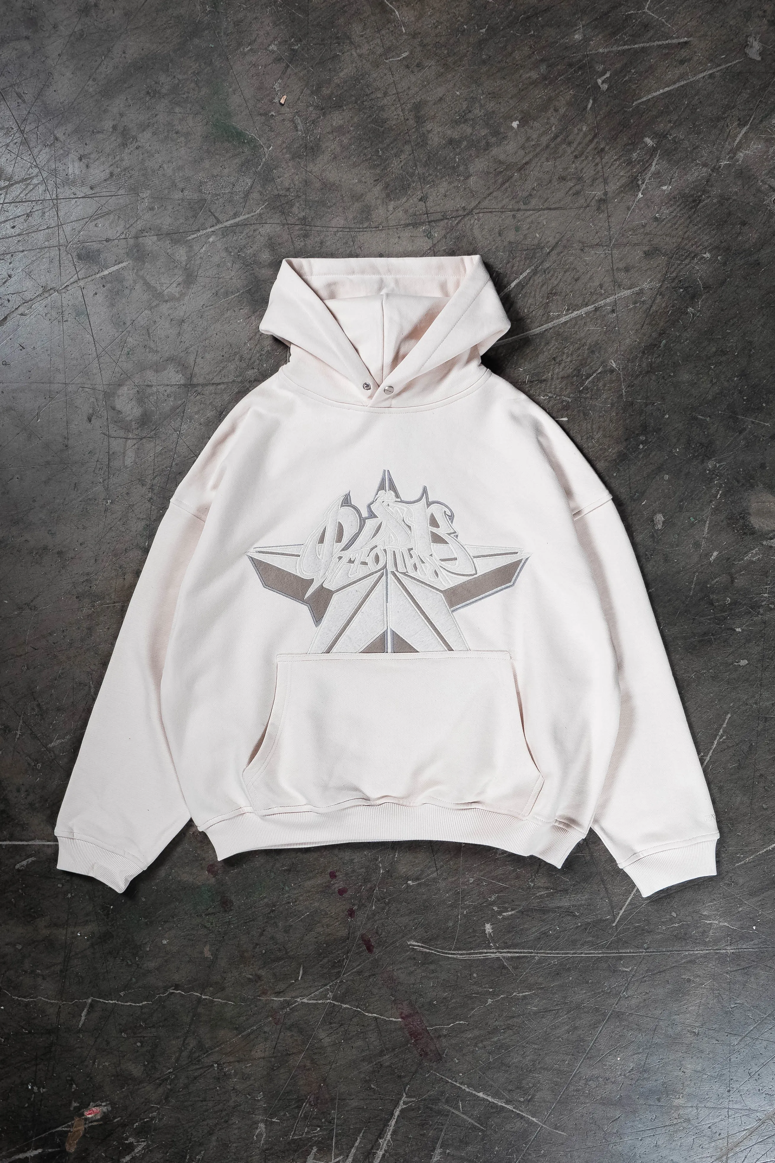 Off-White Snap Button Hoodie in Cyrillic Star Design