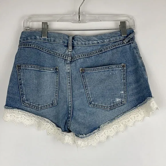 Denim w Lace Trim Free People Shorts