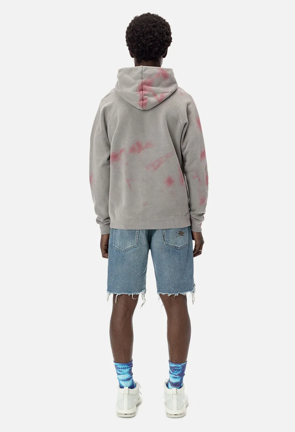 Double Dye Raglan Hoodie / Grey X Pink