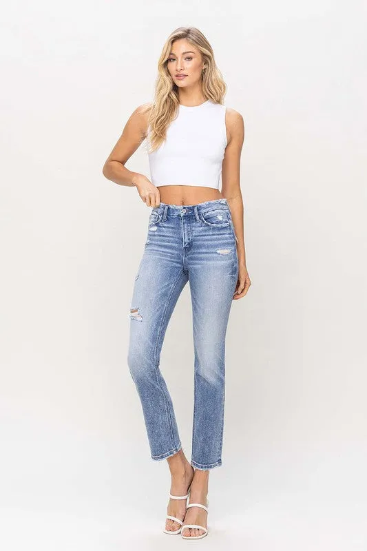 Dublin High Rise Crop Slim Straight Denim