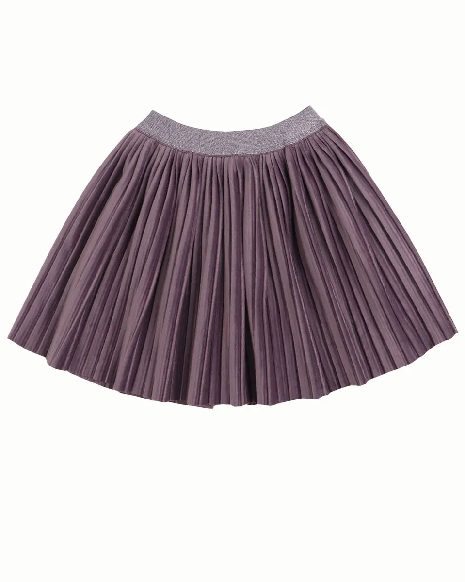 GINGERSNAPS Pleated Velour Midi Skirt