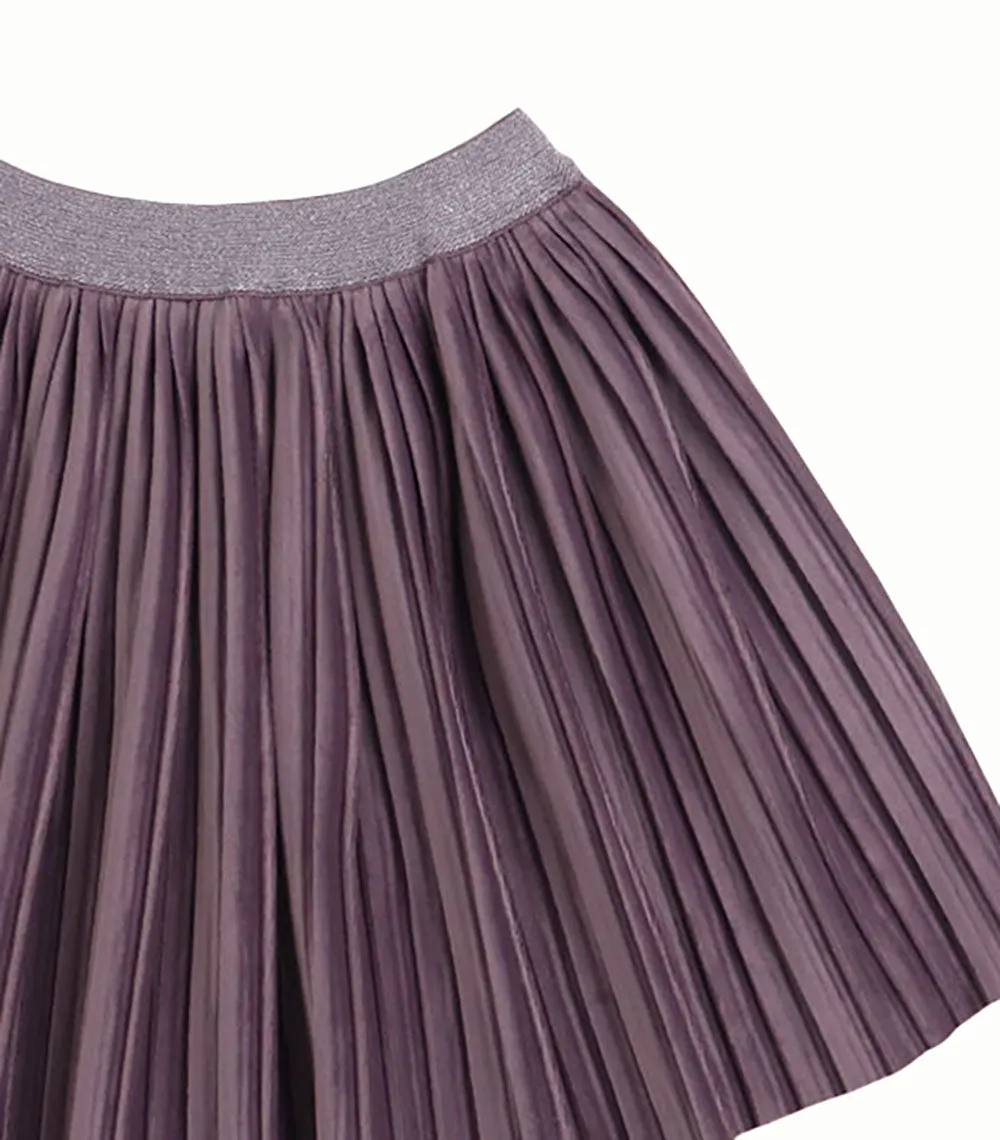 GINGERSNAPS Pleated Velour Midi Skirt