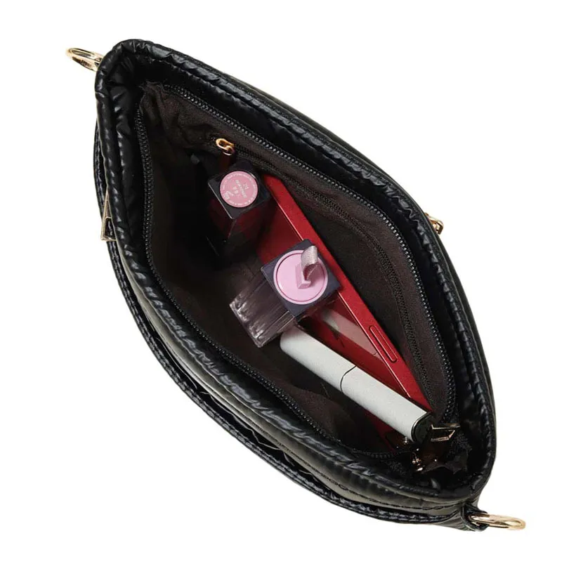 Glossy Solid Puffer Crossbody Bag