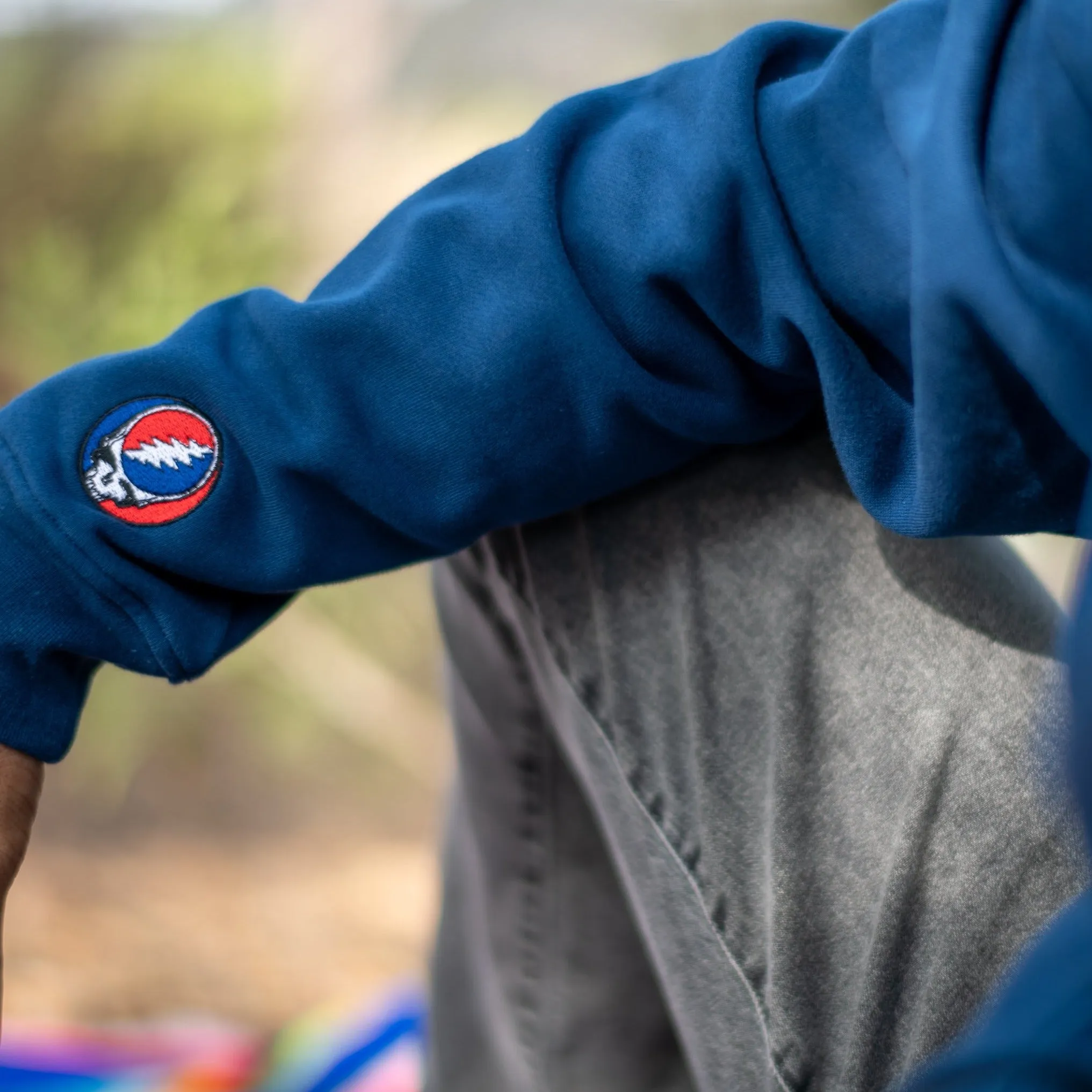 Grateful Dead | Mock Neck Zip Up Hoodie | Steal Your Face in Blue