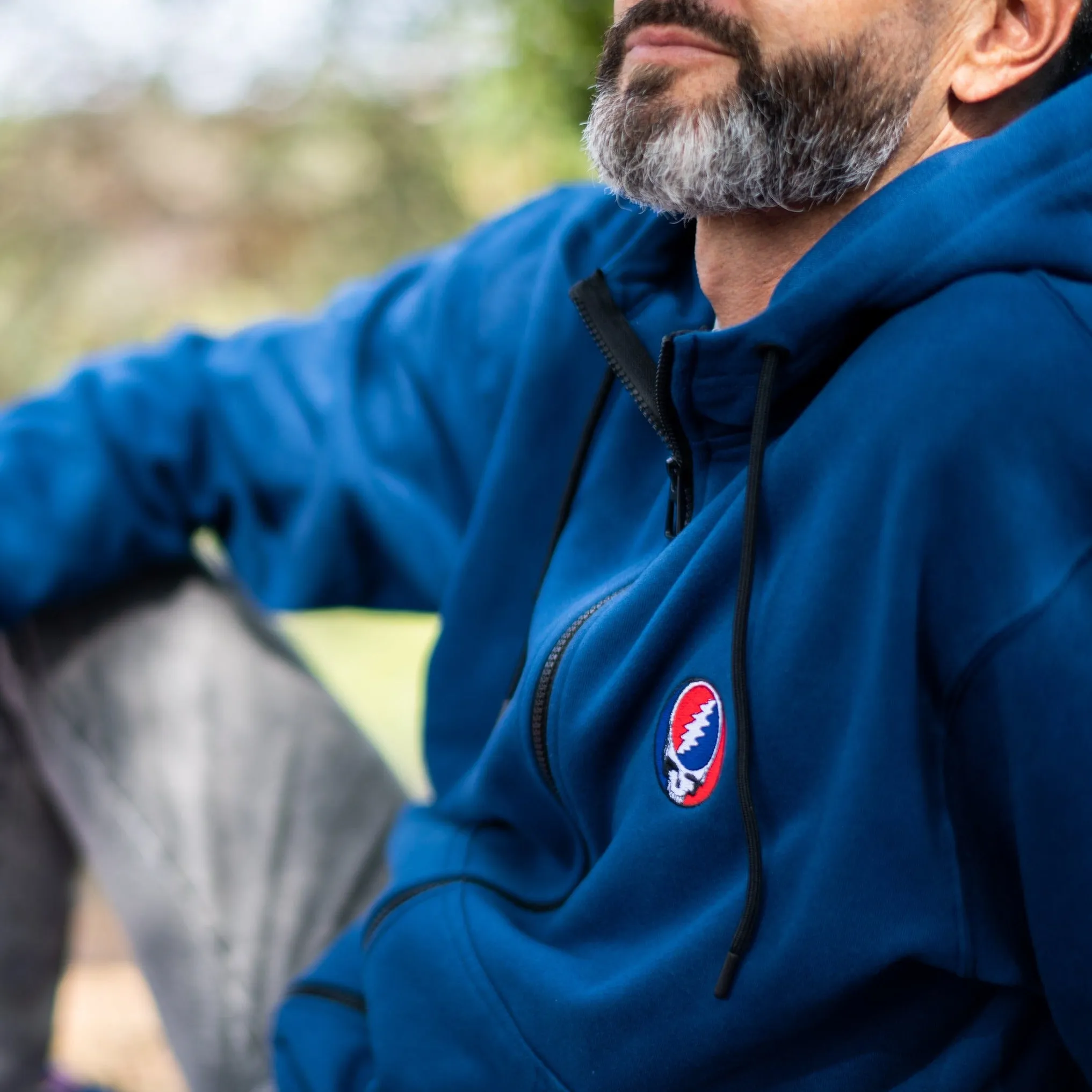 Grateful Dead | Mock Neck Zip Up Hoodie | Steal Your Face in Blue