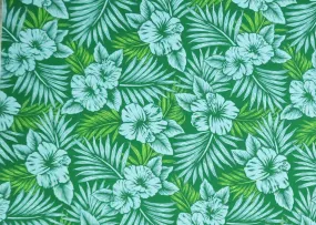 Hibiscus Green & Blue Fabric