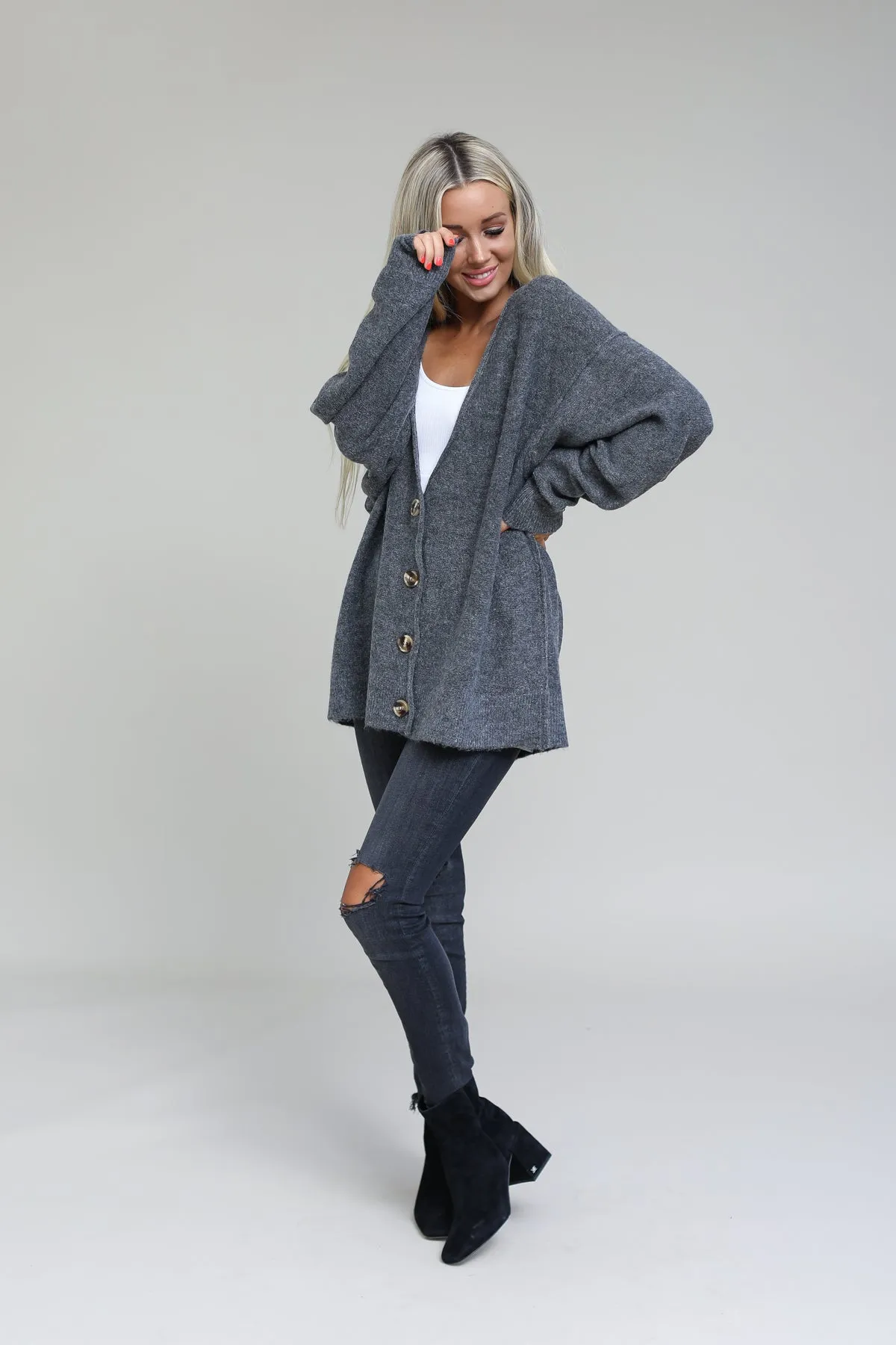 Melange Button Down Cardigan