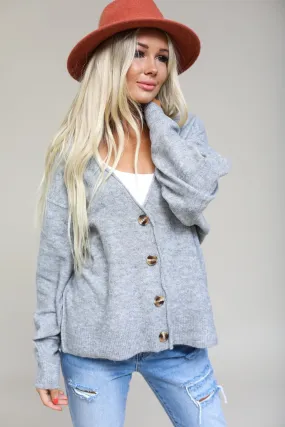 Melange Button Down Cardigan