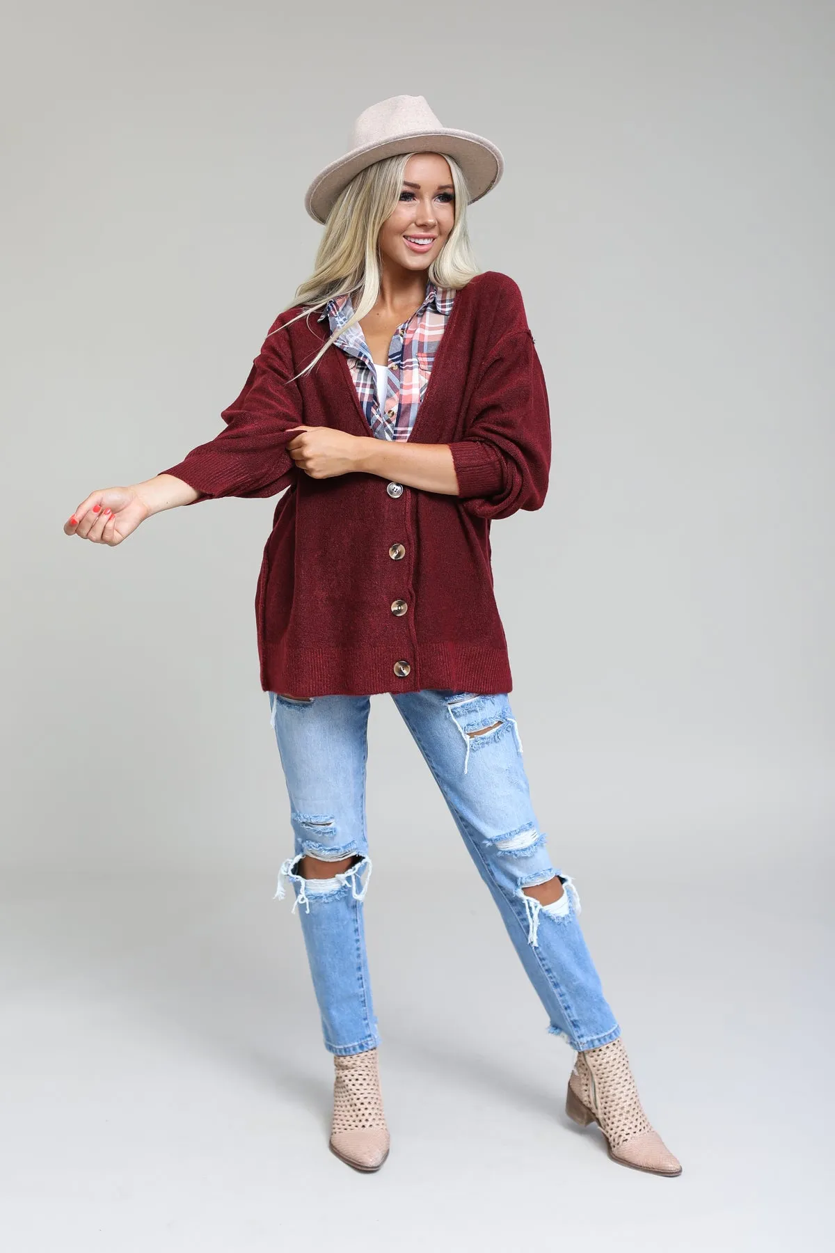 Melange Button Down Cardigan