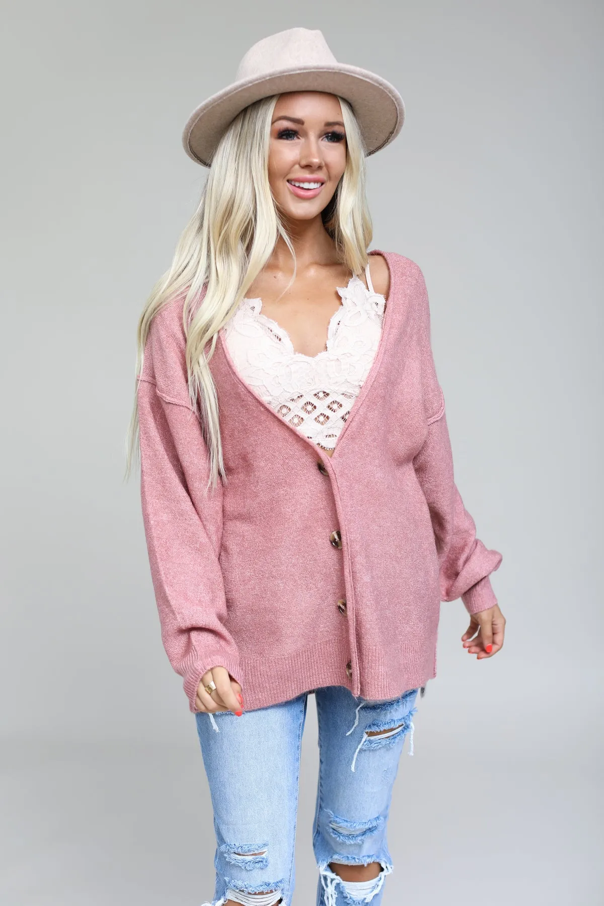 Melange Button Down Cardigan