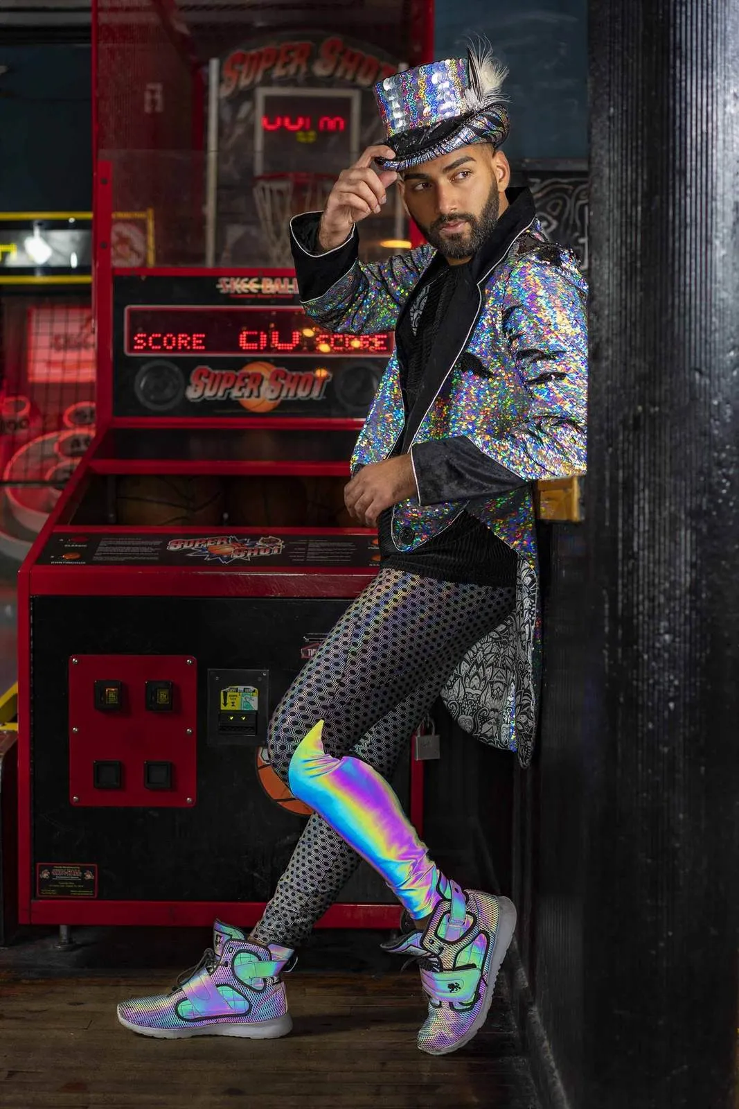 Mens Sequin Tuxedo Tailcoat - Holographic