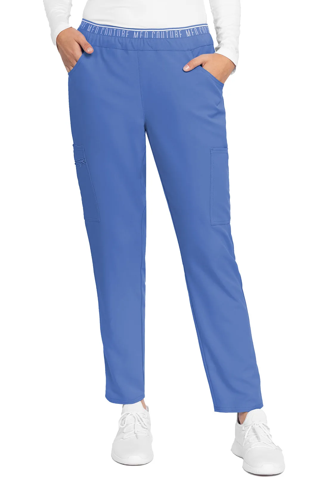 NEW FASHION! Insight by Med Couture Mid-Rise Women's Tapered Pull On Scrub Pant