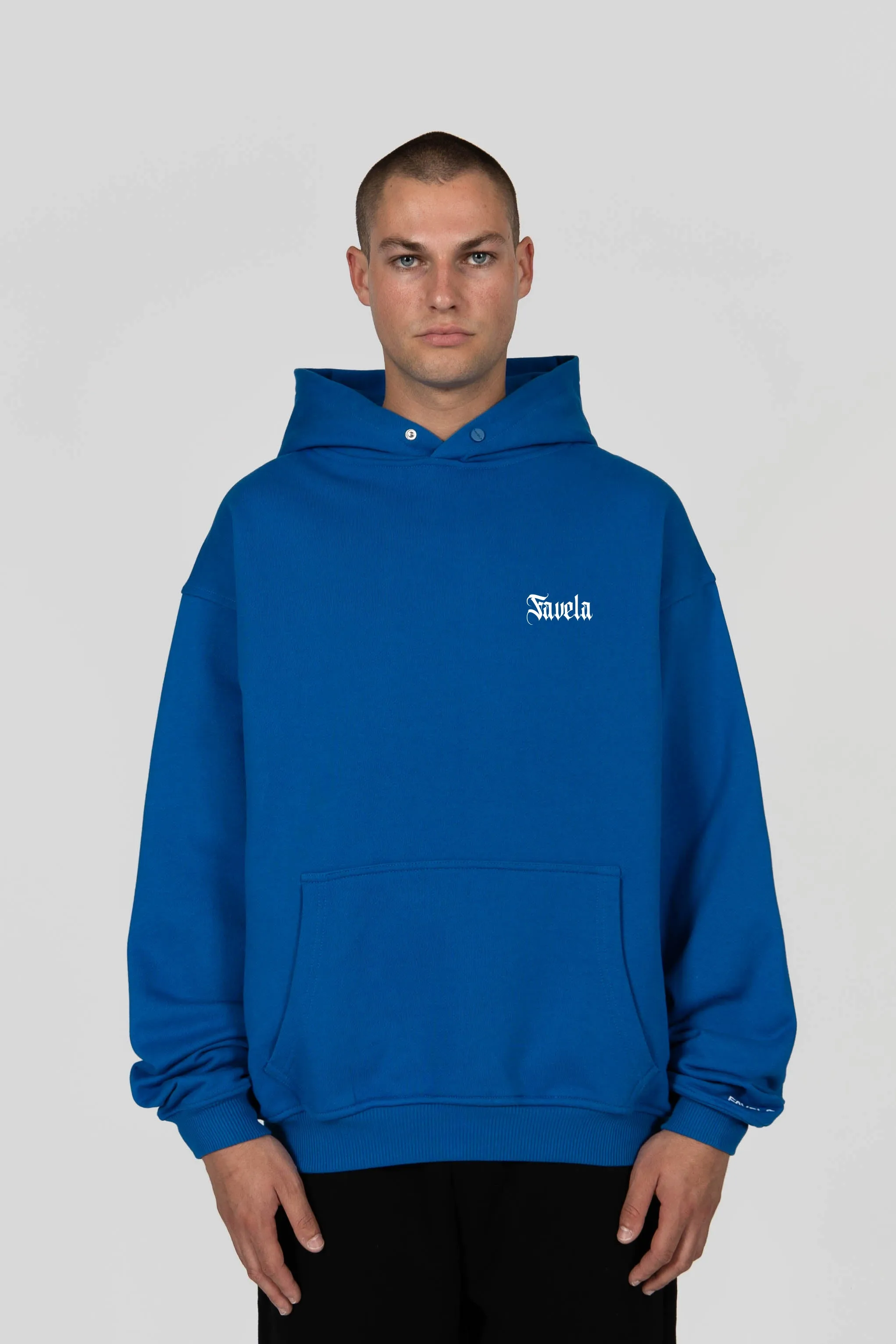 OUTLINE ROYAL BLUE SNAP BUTTON HOODIE