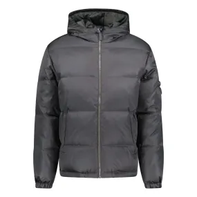 PRADA RE-NYLON HOODED DOWN JACKET GREY