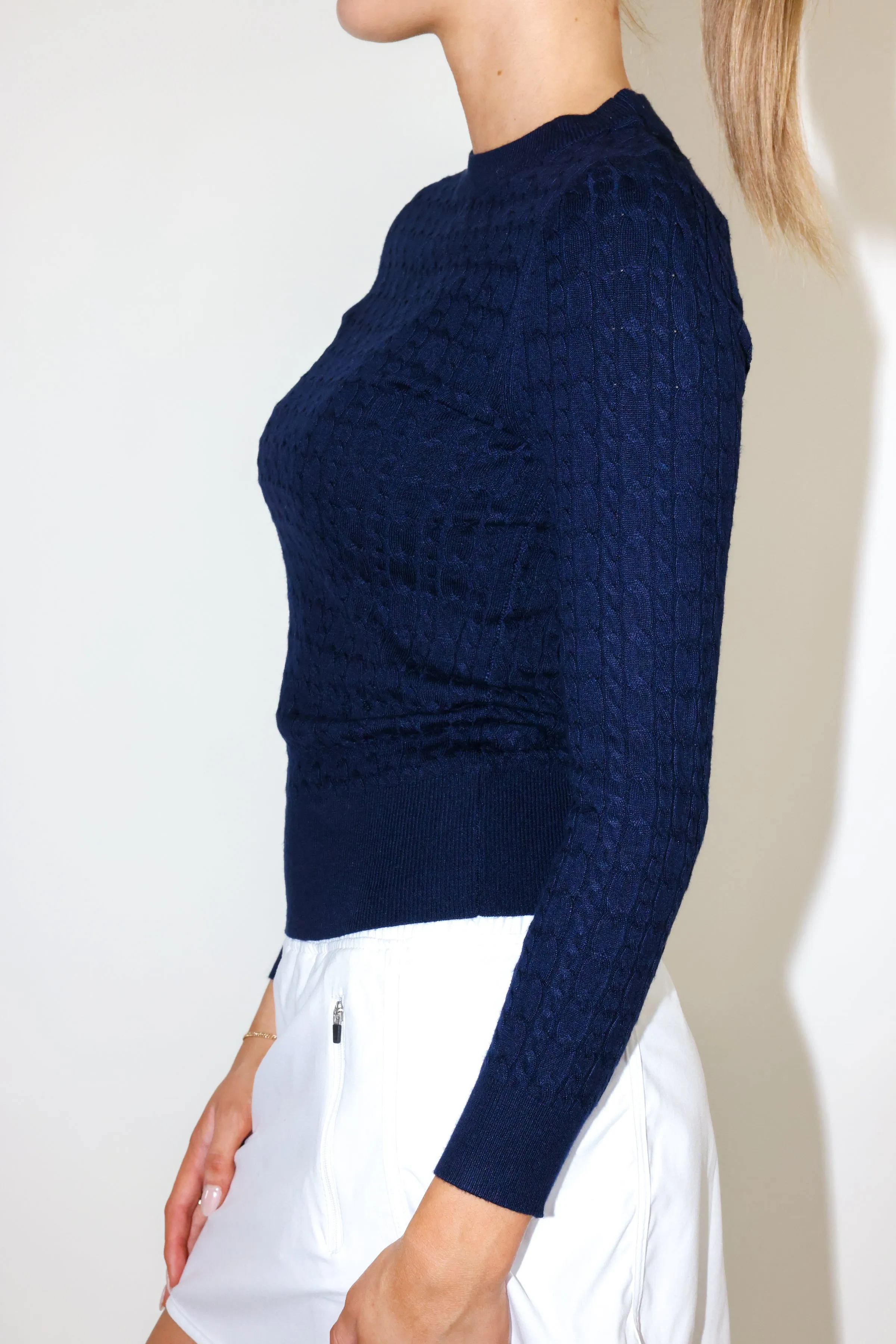 Rachel Mini-Cable Crew Neck Sweater