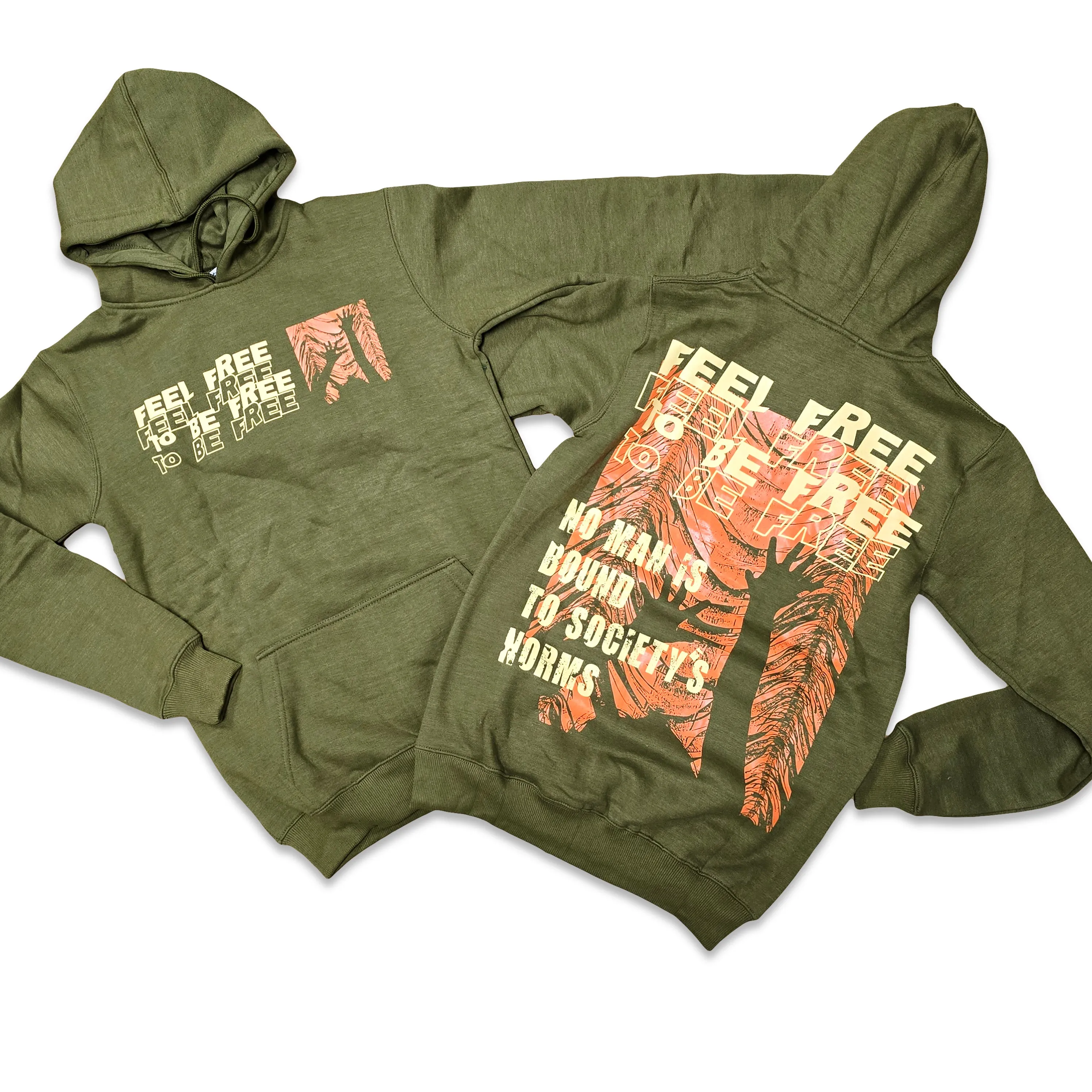 RETRO LABEL FEEL FREE HOODIE (RETRO 5 OLIVE)