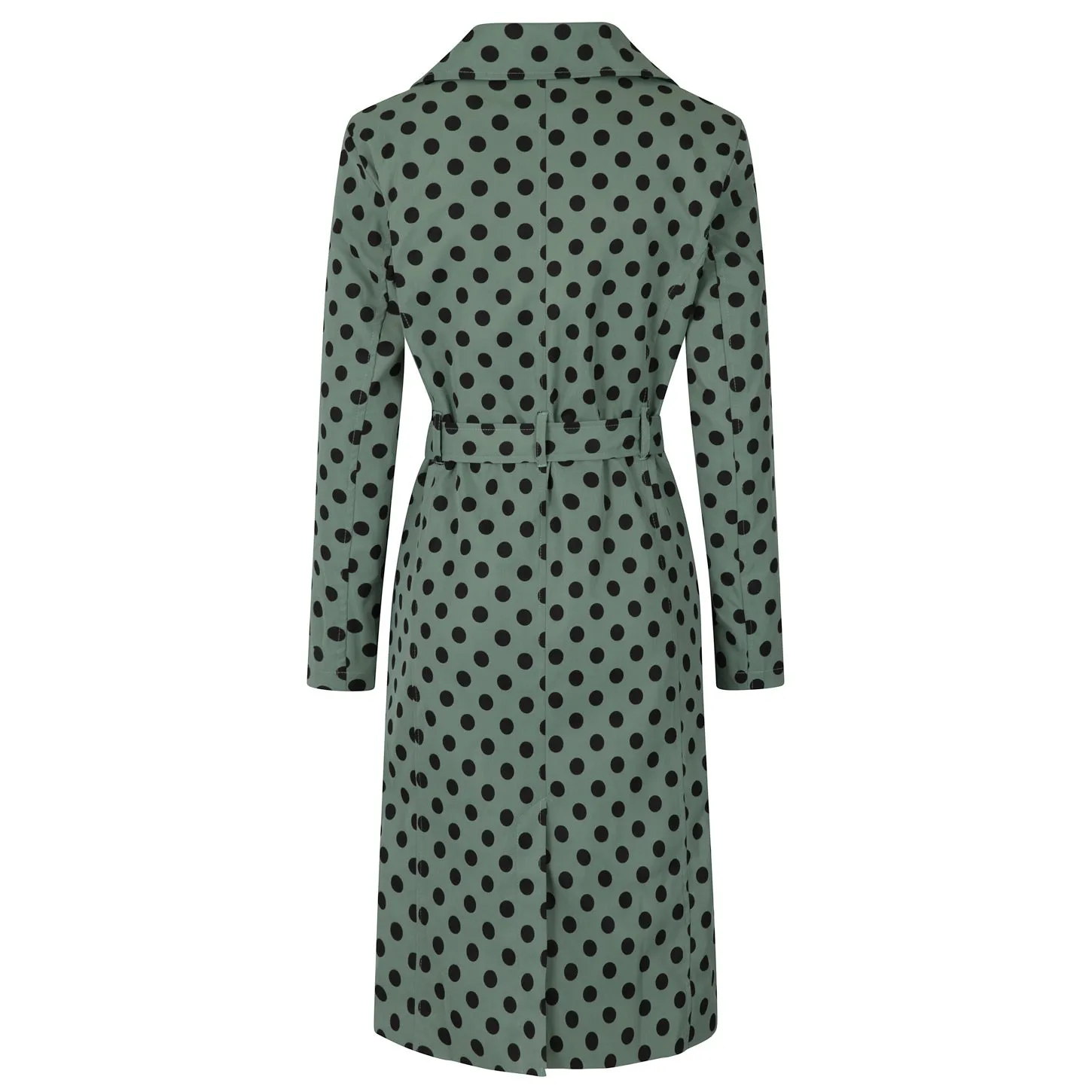 Sage Green and Black Polka Dot Trench Coat Jacket