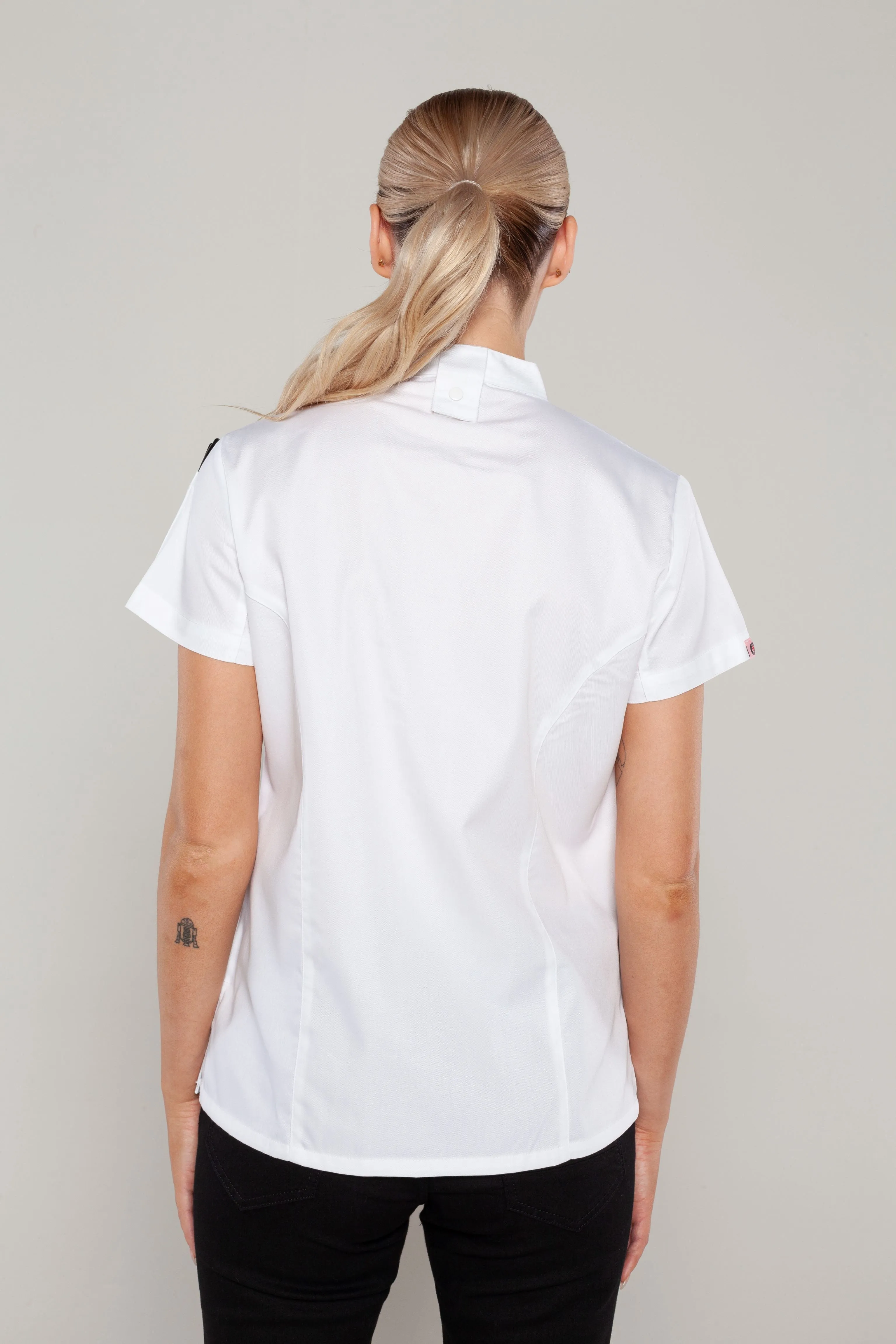 Sophia short sleeves white women's chef jacket