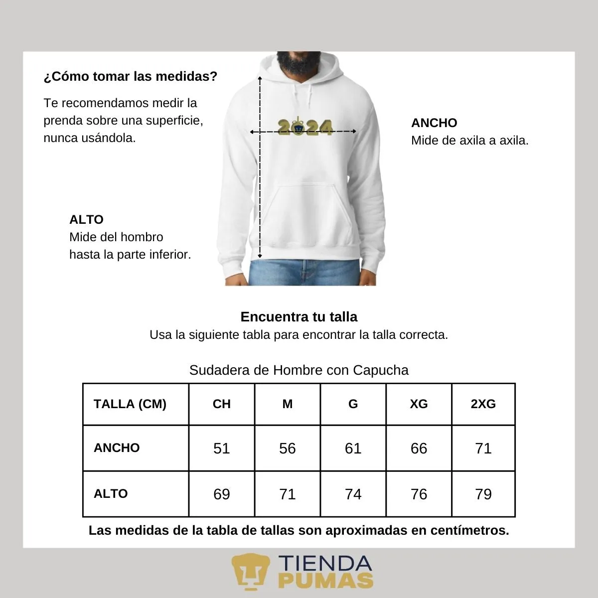 Sudadera Hombre Hoodie Pumas UNAM Ao Nuevo