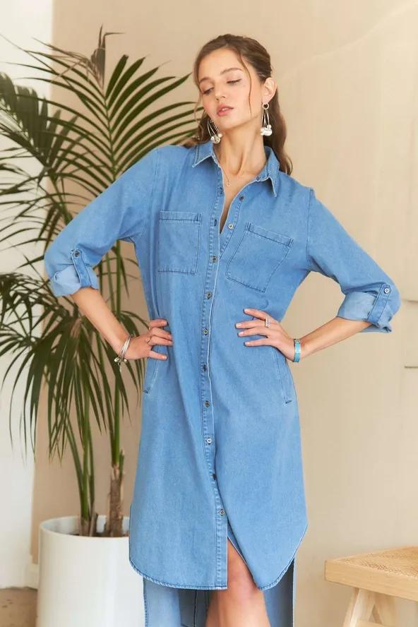 Texas Button Down Denim Dress