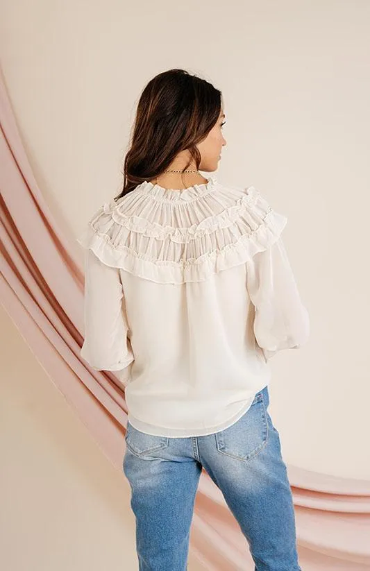 Tied Down Ruffle Blouse