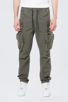 Utility Cargo Windbreaker Pants - Thyme