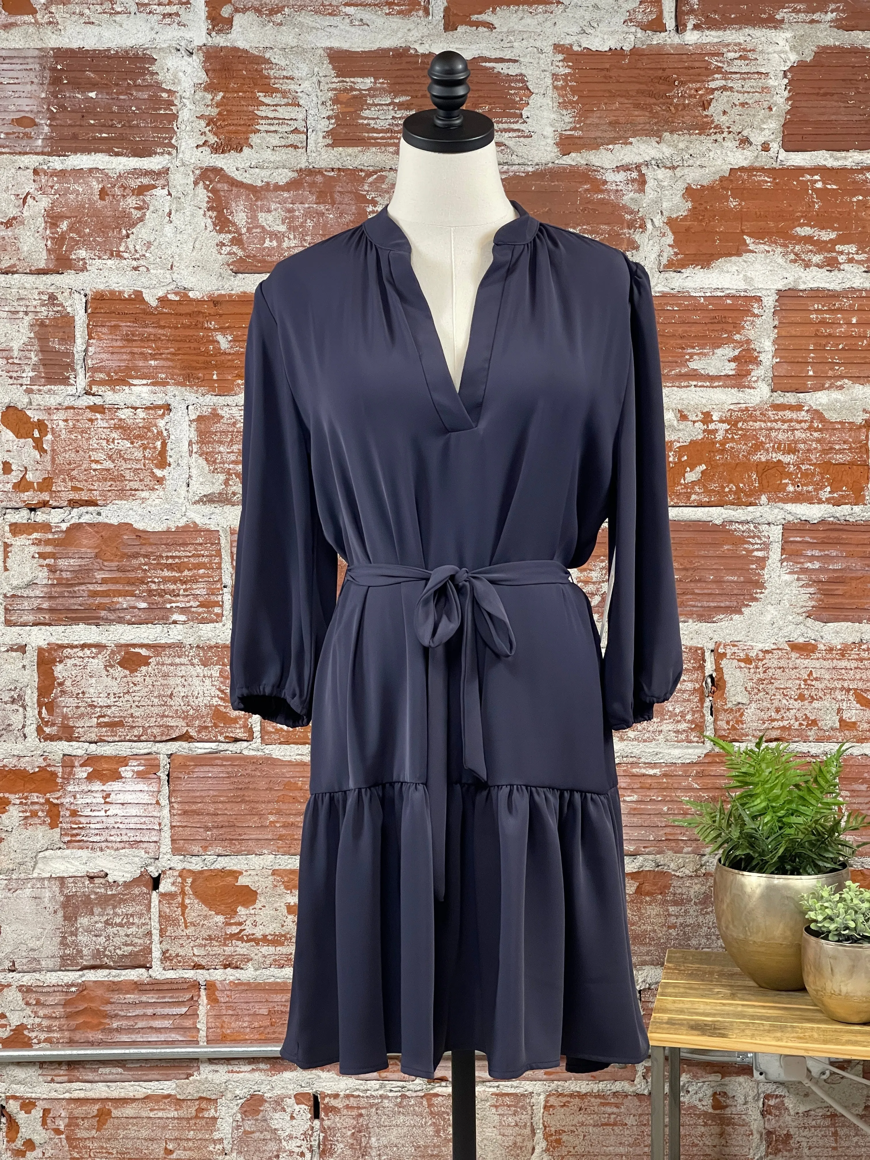 Veronica M Belted Shirt Dress in Dark Navy