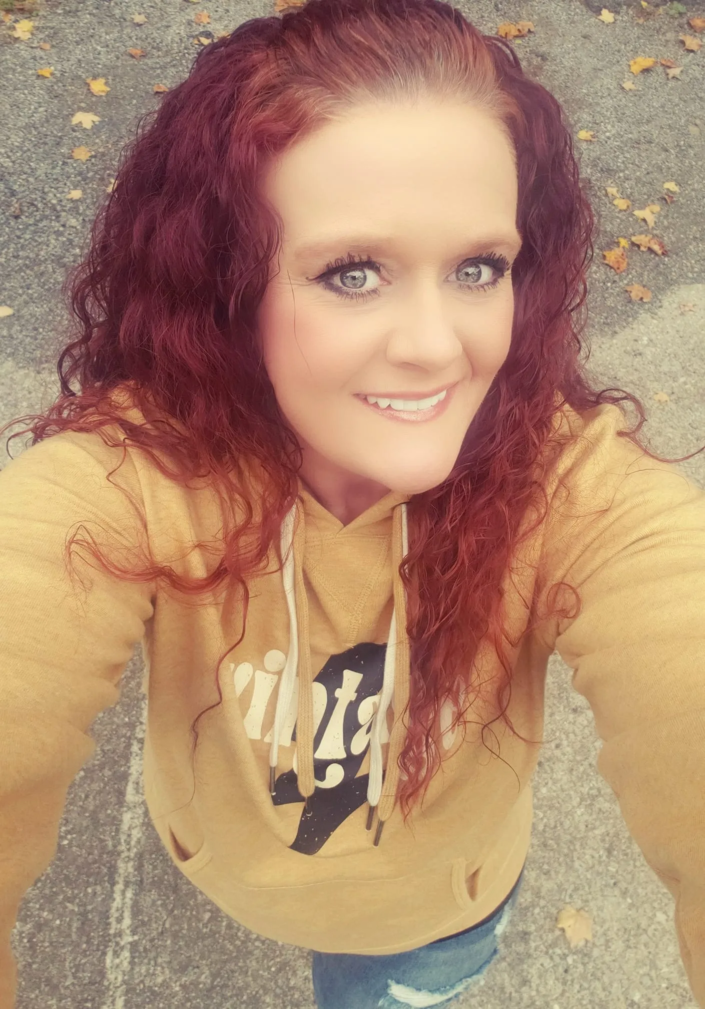 {VINTAGE} Heather Mustard French Terry Hoodie Sweatshirt