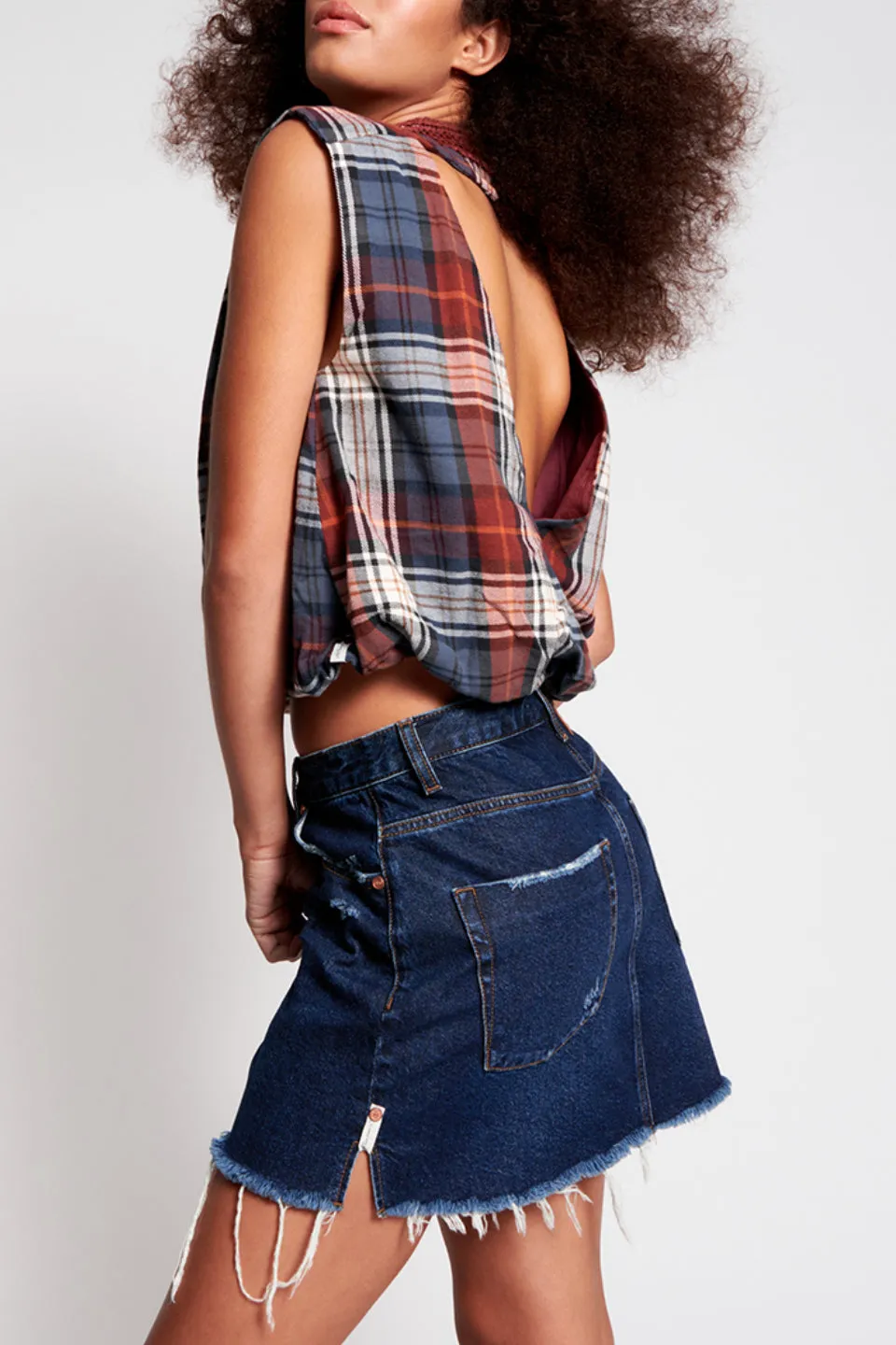 Virgin Blue 2020 Mini High Waist Denim Skirt