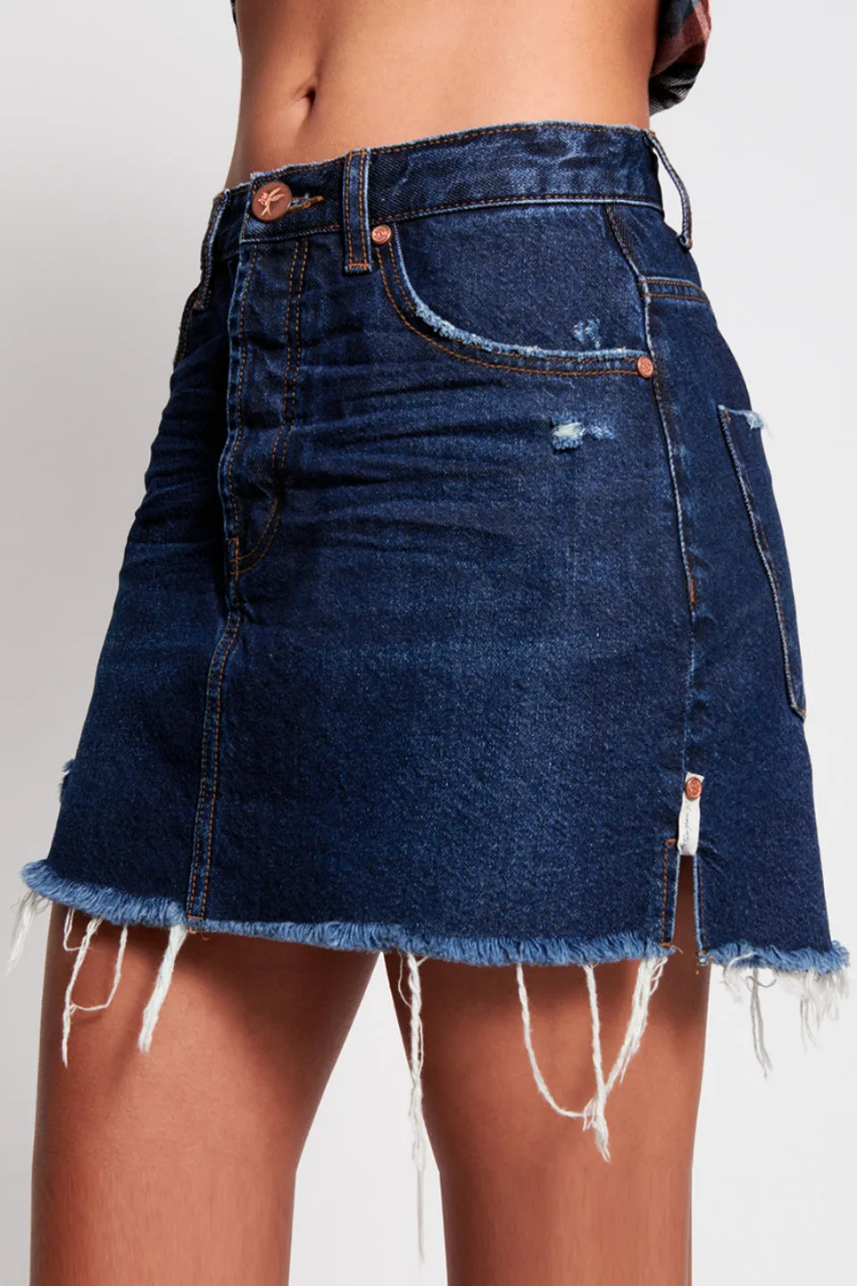 Virgin Blue 2020 Mini High Waist Denim Skirt