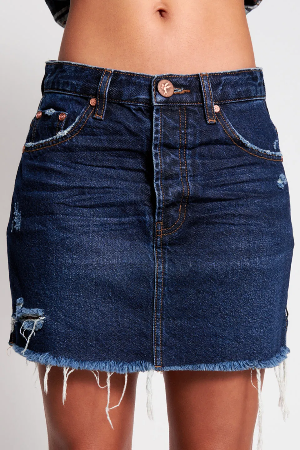 Virgin Blue 2020 Mini High Waist Denim Skirt