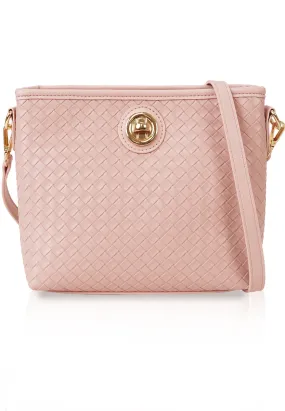 VOIR HANNAH Woven Embossed Zipper Crossbody Bag