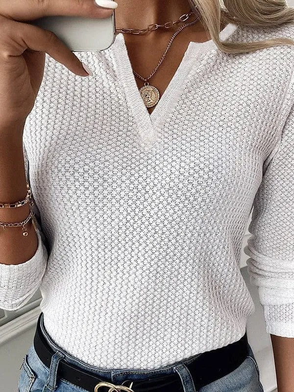 Women's Chunky Waffle Knit Cotton Pullover Sweater